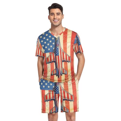 Camisa de pijama para hombre de manga corta con diseño de avión F-15 talla S