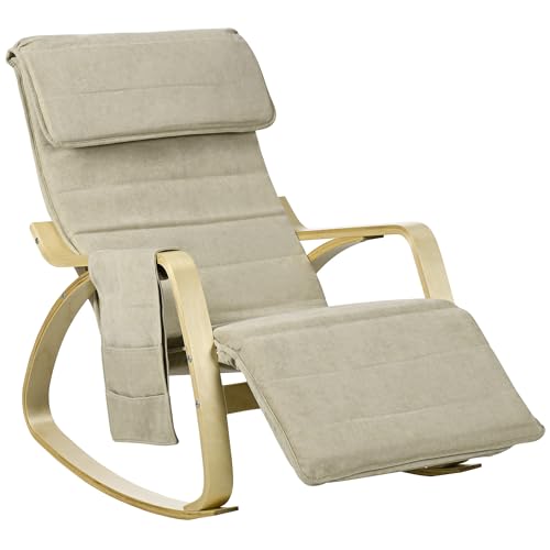 HOMCOM Silla Mecedora reclinable con reposapiés
