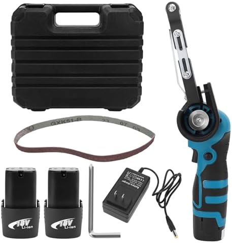 WODHMIEY 16.8V Cordless Belt Sander, 1.5AH Handheld Sander with 15 Belts for Car Parts, Rusting Removal and Detail Sanding Machine