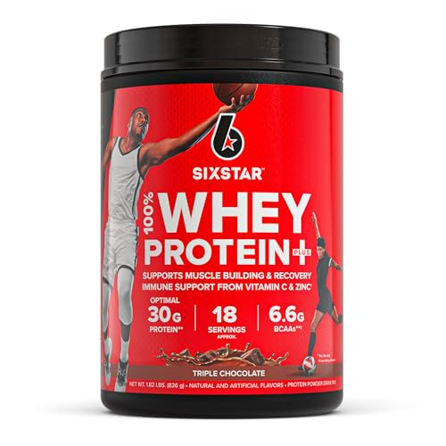 Whey Protein Powder | Six Star Whey Protein Plus | Whey Protein Isolate & Peptides | Lean Protein Powder for Muscle Gain | Muscle Builder for Men & Women | Triple Chocolate, 1.82 lbs (826 g)