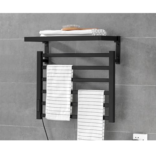 Scaldasalviette Elettrico con Asciugatura Rapida costante, portasciugamani in Fibra di Carbonio per Uso Domestico, per Bagno, Spa, Accappatoio, Coperta e Pigiama, Nero