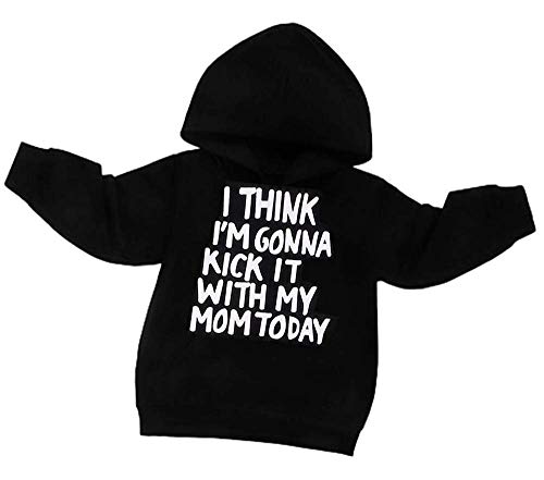 Image of COOLOVEYT Infant Letter Print Hoodie Sweatshirt Long Sleeve Sweater Hoodies T-Shirt Outdoor Outfit for 1-6T Boys Girls
