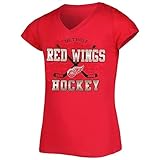 Outerstuff Detroit Red Wings ジュニア ガールズ 4-16 チームロゴVネックTシャツ, レッド, X-Small