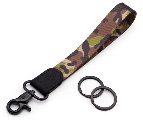 Image of POCKT Keychain Wristlet for Women and Men, Cute Wrist Lanyard for Keys, Short Key Chain Strap for Car Keys, Wallet, ID Badge & Phone | Camo