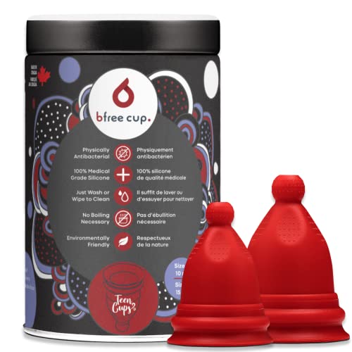 Bfree Teen Menstrual Cup 2-Pack - Reusable Period Cup Leak-Free Eco-Friendly Tampon and/Alternative Feminine Hygiene Product for Menstruating Teens, Women - Includes 2 Cups