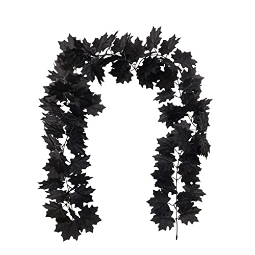 Aunaeyw Guirnalda de arce de simulación de Halloween, regalo de decoración de vid colgante 2022 para fiesta de festivales en casa (negro, 180 cm)