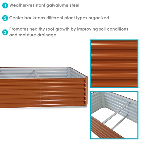 Sunnydaze Rectangular Raised Garden Bed - Pre-Painted Galvalume Steel Vegetable Or Flower Bed Kit - Large Backyard Planter Box - 71" - Brown #TOP3