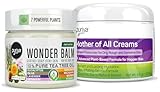 Puriya Tea Tree Oil Balm and Mother of All Creams with Light Peppermint Scent Bundle Set, Plant Rich Wonder Balm, Moisturizing Cream for Dry, Itchy, and Sensitive Skin