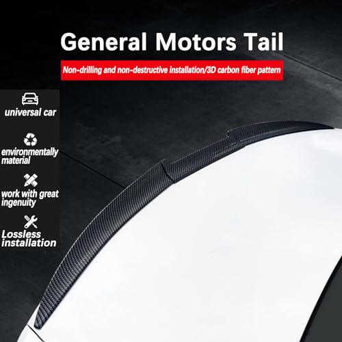 NTING Universal Car Rear Spoiler, No-Punch Grain Blade Modification Parts Three-Section Combination Tail Trunk Wing, 3PCS/1SET 54inches Glossy Black - Thumbnail 3