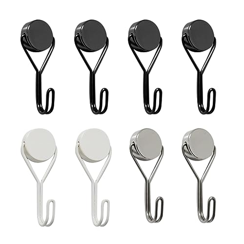 ATBUSS 8 ganchos magnéticos, ganchos superfuertes, ganchos de cocina, ganchos de metal inoxidable, ganchos magnéticos portátiles, prácticos gadgets para cocina, oficina, dormitorio (negro, blanco,