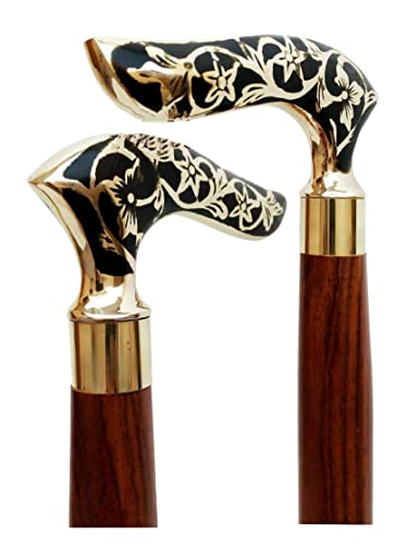 Brass Antique Style Handle Walking Cane for Adults, Unique Vintage Look Decorative Gentleman Walking Sticks and Canes, Antique Handmade Classic Walking Stick by Luxury Handicraft