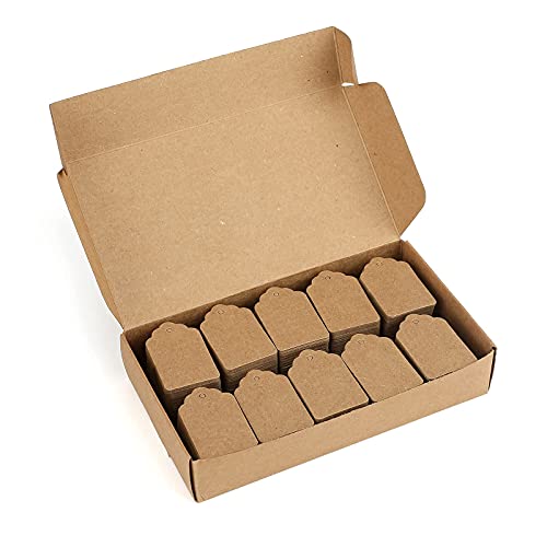 Etiquetas de precios para regalo, etiquetas de regalo, para ropa, joyas, artesanía, 32 mm x 50 mm, 1000 unidades, color marrón Cover