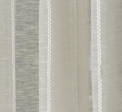 Image of Exporthub Sheer Linen Cotton Curtains for Window 5 Feet Set of 2, Cream - Light Filtering Breathable Fabric Drapes for Living Room & Bedroom (EHSPR054 54)
