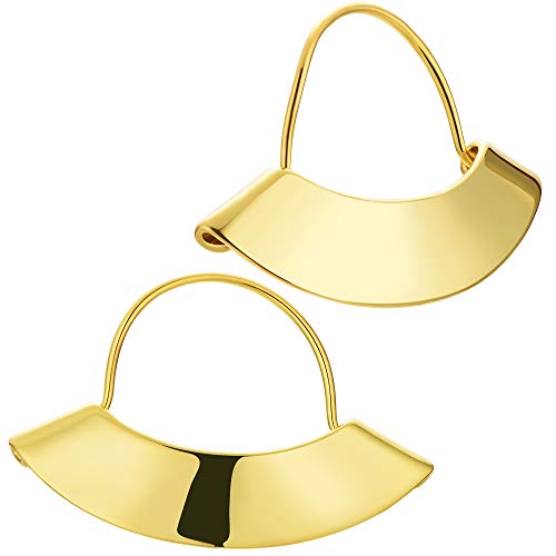 Half Moon Hoop Fan Earrings | 18k Gold Plated Hypoallergenic Brass