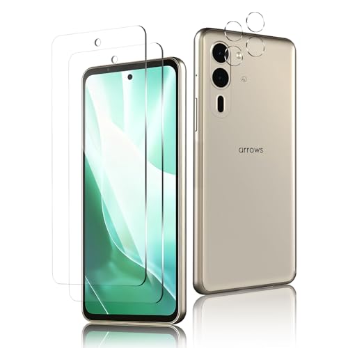対応【2+2枚セット】Arrows We2 Plus F-51E ガラスフィルム 超薄型 高透過率 高光沢 Arrows We2 Plus F-51E 強化ガラス 2 枚 + カメラ フィルム 2 枚 9H Arrows We2 Plus F-51E 硬度