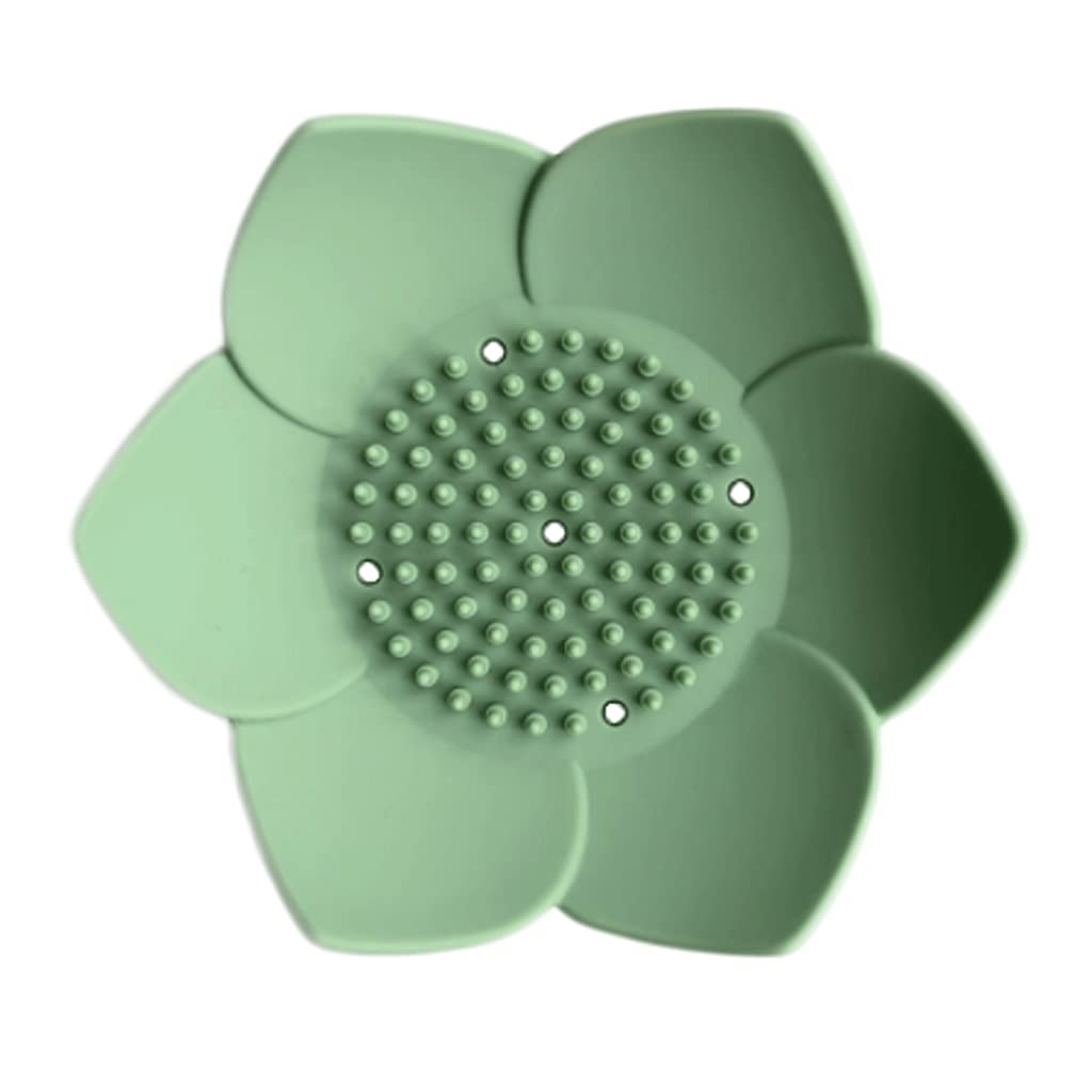 Soap Dish， Simple with Drainage Soap Dish Silicone Soap Box Creative Soap Holder Countertop Soap Container Portable Soap Case Box Saver Easy to wash(Green)