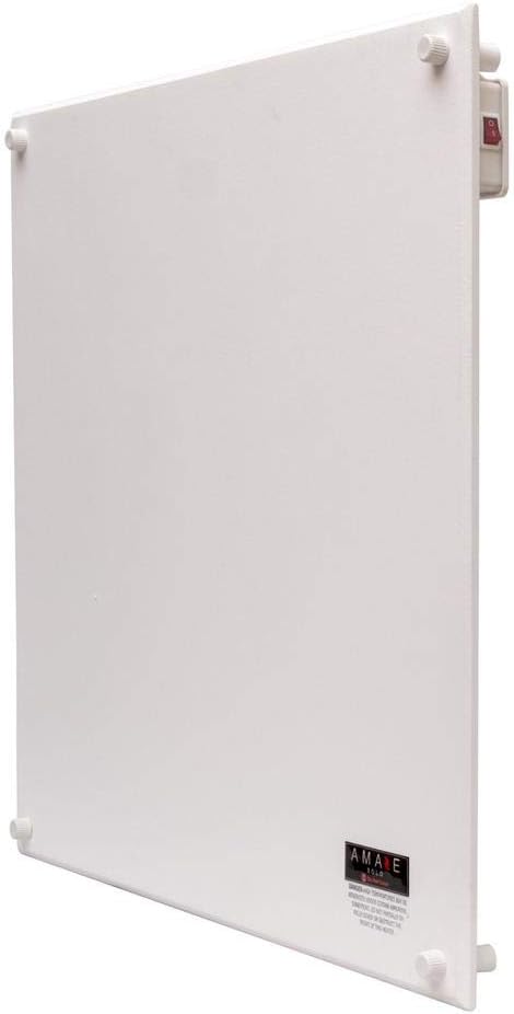 Amaze Heaters Solo 400W Convection Panel Heater - Up to 150 sq ft Energy Efficient Space Heater for Bedroom, Bathroom & Garage - 24"x24" Paintable & Silent Electric Heating w/Wall Mount Kit