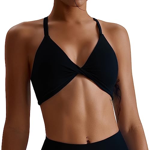 [Panegy] ブラ ブラジャー レディース スポーツブラ 速乾 締め付け感ゼロブラ 包帯 通気 パッド取り外し可能 夏 ボルターネック 下着 伸縮性 ヨガブラ セクシー ブラック L