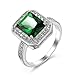 Aotiwe Anillos de Circonita Cúbica para Mujer, Regalos Inusuales para Mujeres Rectángulo Plateado con Verde Rectangular Zirconia Cúbica Tamaño 20