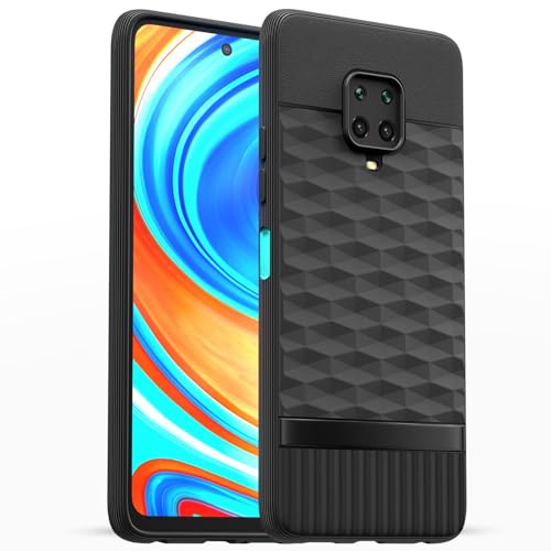 Image of Pikkme Back Cover for Redmi Note 10 Lite /Note 9 Pro /Pro Max /Poco M2 Pro Camera Protection 3D Hexa Cube Design Silicone Protective Bumper Case (Black)
