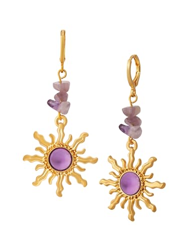 Sacina Boho Celestial Sun Crystal Hoop Earrings, Boho Hippie Earrings, Summer Jewelry, Christmas Jewelry Gift For Women