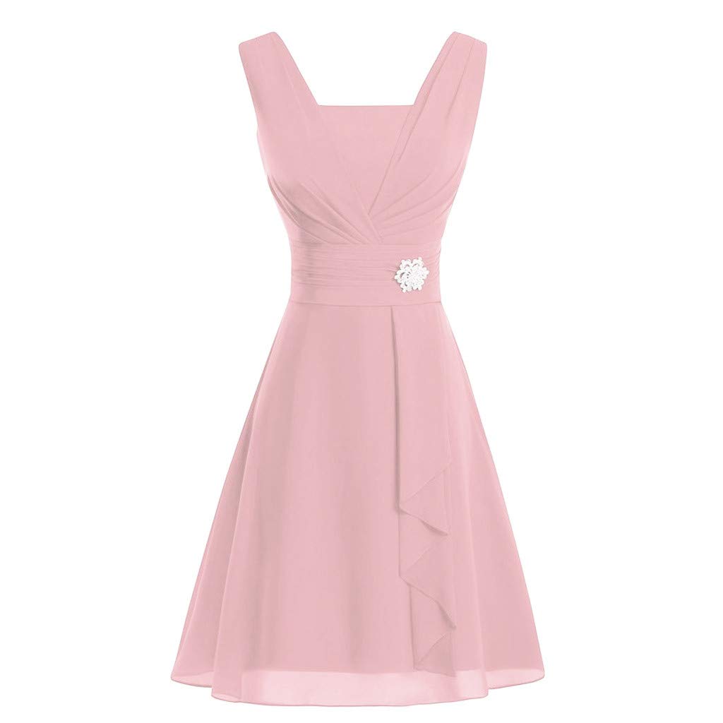 LLUO Abito da donna, sexy, elegante, sexy, da cocktail, da sera, da sera, in chiffon, da donna, elegante, da damigella d'onore, formale, da matrimonio, taglia grande