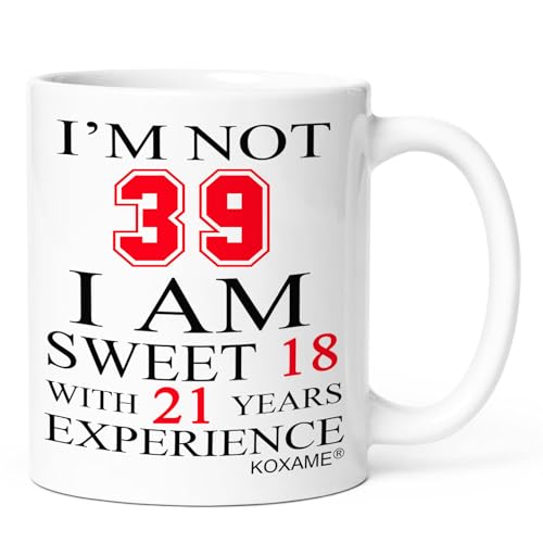 KOXAME 39th Birthday Coffee Mug - 18 & 21 Years Experience