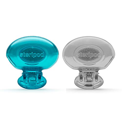 Image of Steripod Clip-on Toothbrush Protector, Green /Silver, 2 Count