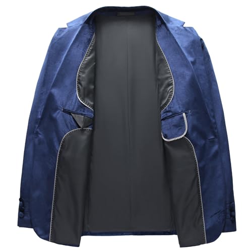 Mens Velvet Blazer Jacket Slim Fit Dress Tuxedo Suit Jacket One Button Notch Lapel for Dinner Party Prom Wedding Sports Coat3