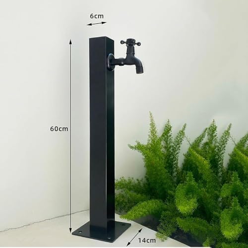 304 Stainless Steel Garden Water Column, Freestanding Hose Stand with Lock Faucet, Antifreeze Outdoor Water Dispenser & Fountain for Irrigation & Landscaping