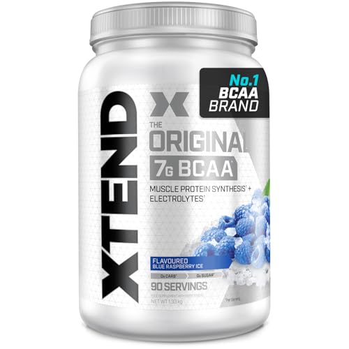 XTEND Original - Suplemento de BCAA em pó - framboesa azul | Aminoácidos de corrente ramificada, 7 g de BCAA com eletrólitos para maior hidratação e recuperação, 90 porções
