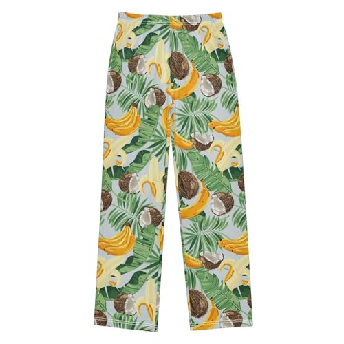 ZZXXB Coconut Banana Palm Tree Boys Long Pants Soft Trousers Elastic Waist Kids Lounge Bottoms with Pockets S-XL