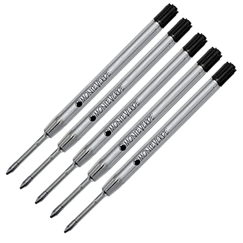 5 - Monteverde P13 Ballpoint Pen Refills to Fit Parker Ballpoint Pens, Medium Point, Bulk Packed (Black)