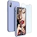 JASBON Coque iPhone X/XS Coque Silicone Liquide Anti-Rayure avec Protecteur d'écran Gratuit, Housse Protection Silicone Anti-Choc Gel Case pour iPhone X/XS - Azur