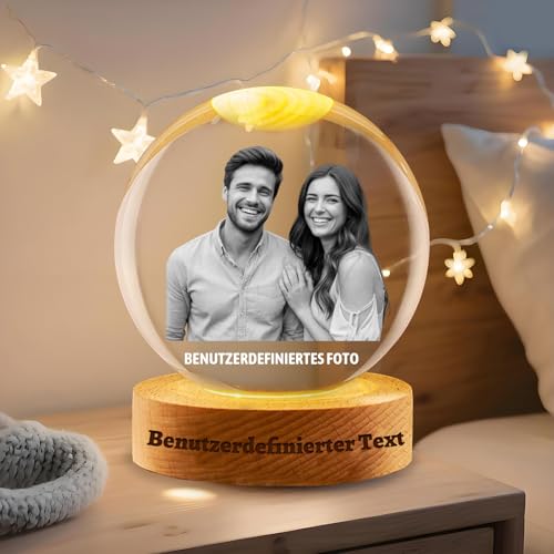 Personalisierte 3D Foto Kristallkugel Anpassbar Bild Text...