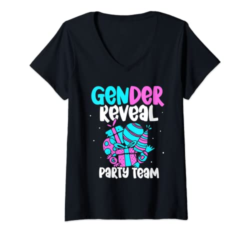 Femme Équipe De La Fête De Révélation De Sexe Révélation Du Sexe T-Shirt avec Col en V