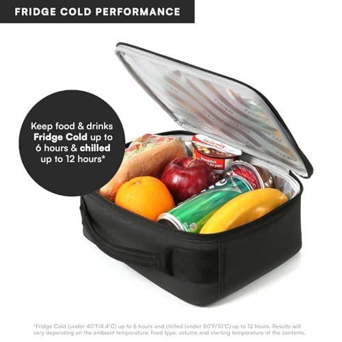 Image of Titan by Arctic Zone Fridge Cold Lunch Box with 2 Gel Ice Packs, Small Insulated Cooler Bag with Leak Proof Lining for School and Work, Black Ice