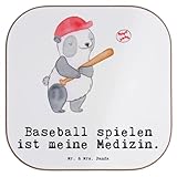 Mr. & Mrs. Panda Untersetzer Panda Baseball Spielen - Geschenk, Ballsport, Bierdeckel, Baseballverein, Tassenuntersetzer, Getränkeuntersetzer, Baseballplatz