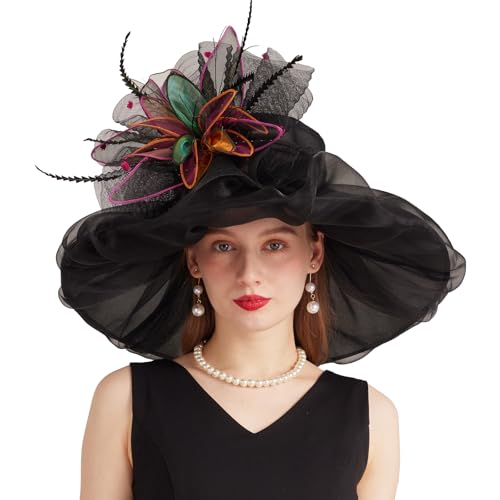 Gorro fascinador Derby para mujer con flores removibles