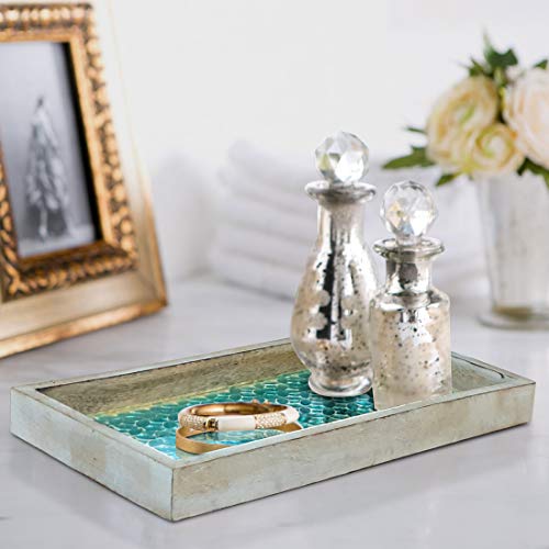Nu Steel TR-248 Luxury Aqua Marine Mirror Mosaic & Wood Tray thumb #4
