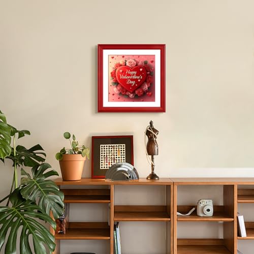 Image of Zhenqing Valentine's Day Cross Stitch Kit for Adults - Red Heart Rose & Owl Floral Design | 11CT 7.87 inchx7.87 inch Stamped Embroidery Kit with Thread, Fabric | DIY Craft Gift (68789)
