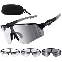 Utensilsto Fahrradbrille Herren Selbsttönend Brille Sonnenbrille für Herren Damen UV 400 mit Kopfband Fahrrad Sport Schnelle Brille für Rennrad Brillenträger Fahren Laufen MTB Wandern Angeln- Schwarz