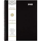 Monthly Planner 2022-12-Month Planner with Tabs & Pocket & Label, Contacts and Passwords, 8.5' x 11', Thick Paper, Jan. 2022 - Dec. 2022, Twin-Wire Binding - Black by Artfan