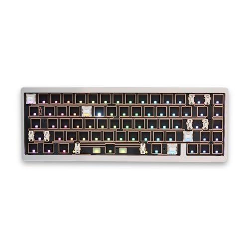 Glacier Weikav NUT65, 65% Mechanical Keyboard Kit, Wireless Tri-Mode/Wired Detachable USB-C, Hot-Swappable, Dual Gasket Mount, CNC Aluminum Case, RGB Backlight, ANSI Layout (Silver, Standard Cable)