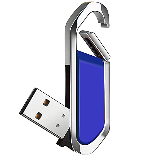 Clé USB 64GB métal portable avec porte-clés USB 2.0 bleu