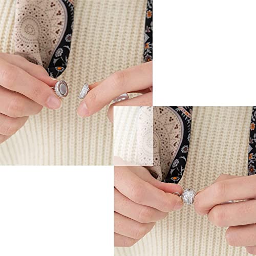 Gemma's Silk Scarf – 100% Genuine Silk with Pearl Magnetic Clasps for Effortless Styling (Oriental Garden/Grey)3