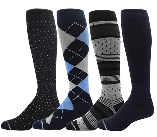 Dr. Motion 4 Pairs Mens Athletic Traveler Graduated Compression Knee High Socks (Mcomp-SL1)