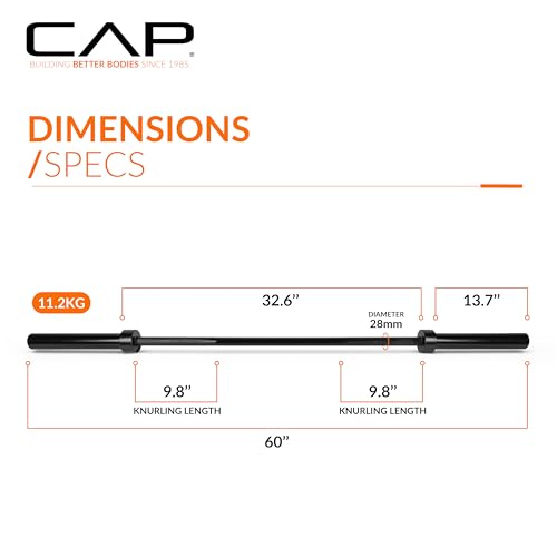 Image of CAP Olympic Barbell - 5FT, 6FT, & 7FT Strength Training Weight Bars, Multiple Options
