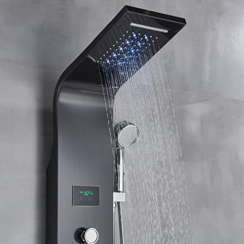 Panel de Ducha LED a prueba de agua con sistema de masaje tipo cascada y torre de acero inoxidable miniatura 7