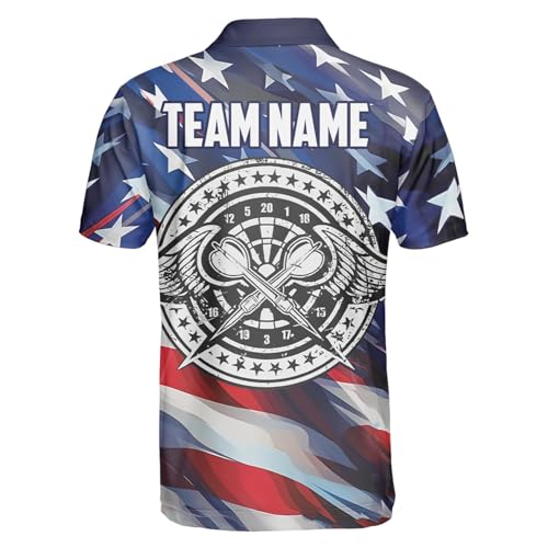 Custom American Flag Darts Team Polo Shirt, Personalized Dartboard Shirt, Dart Shirts, Dart Jerseys Gift for Dart Players and Teams3